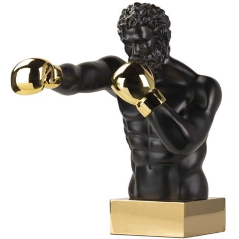 Boxeador Resina/Metal Negro 33X56X56 Cm