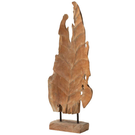 Figura Decorativa Hoja Madera Teka 35X14X85 Cm