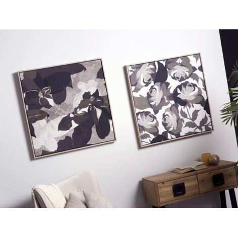 Lienzo Impr. Flores Abs. M/Natural 72X72 Cms. S/2 72X3X72 Cms (1/5)
