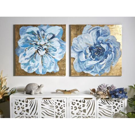 Oleo Flor C/Oro 70X70 Cms. S/2 70X3X70 Cms (1/3)