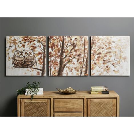 Lienzo Impr. Buhos Arbol 50% Oleo 60X60 Cms S/3. 60X3X60 Cms (1/3)