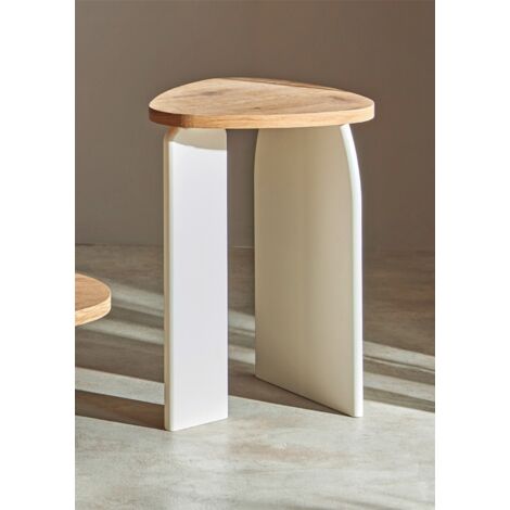 Mesa Aux. Makalani Chapado Fresno/Lacado Blanco 60X45X40 Cms. 60X45X40 Cms (1/3)