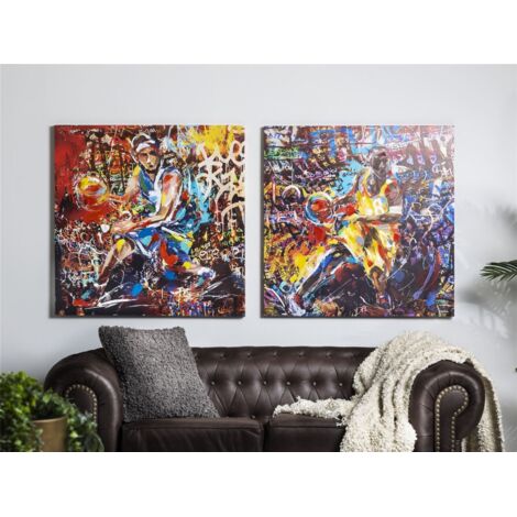 Lienzo Impr. Basket. Abstr 50% Oleo 80X80 Cms. S/2 80X3X80 Cms