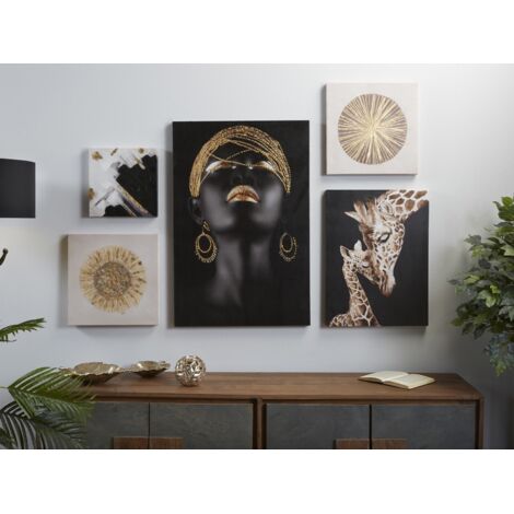 Lienzo Impr. Negro/Oro 50% Al Oleo 60X90 Cms. S/5 60X2X90 Cms