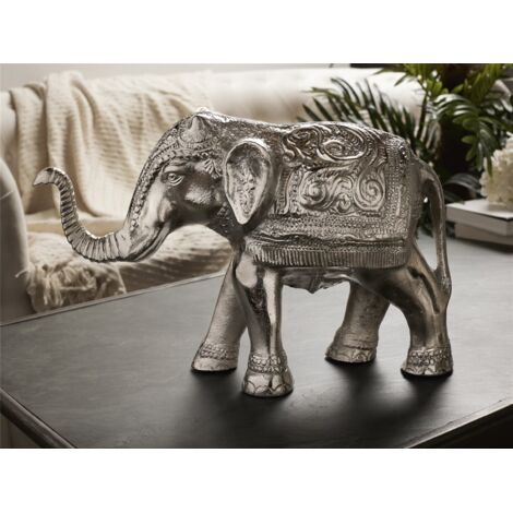 Figura Elefante Aluminio Plata 42X28 Cms. 42X15X28 Cms