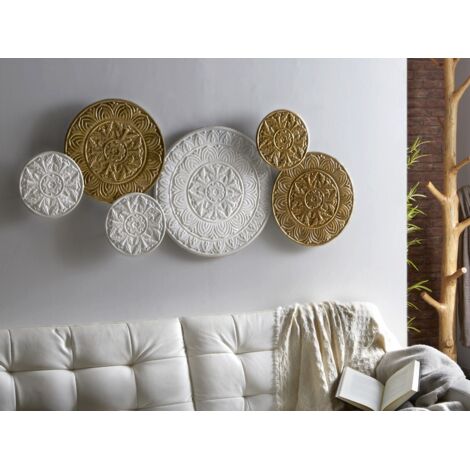 Panel Metal Mandalas Blanco/Oro 138X60 Cms. 138X60X4,5 Cms (1/3)