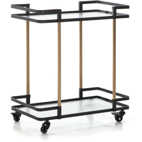 Server 68x40x78 Glas/Gold Metall/Schwarze Möbel/Hilfstische für alle Stile, um zu Hause eine Note zu verleihen (1/3)