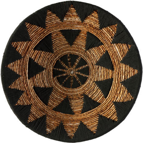 Plato Decorativo 60X60X2 Hoja De Banana Negro/Natural (1/3)