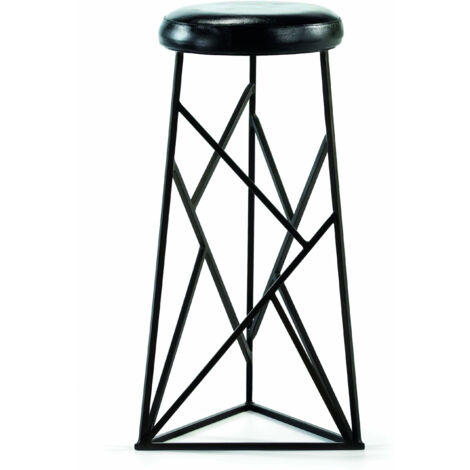 Taburete 30X30X71 Metal Negro/P.Piel Negro (1/3)