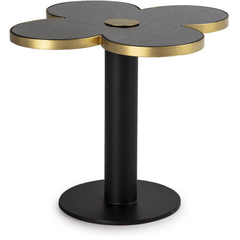 Hilfstabelle 60x60x50 schwarzer Granit/Gold Metall/Schwarz vertikaler Dekoration/Spiegel für alle Stile, um dem Haus eine Note zu verleihen (1/3)