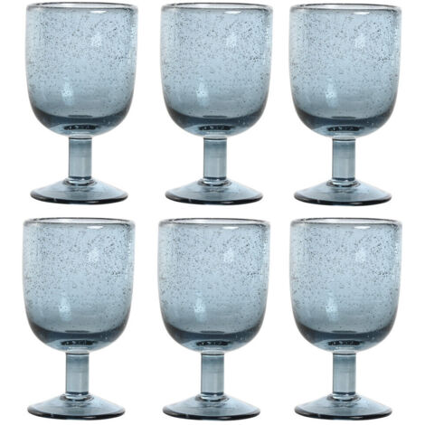 Copa Set 6 Cristal 8X8X14 300Ml Burbujas Azul (1/4)