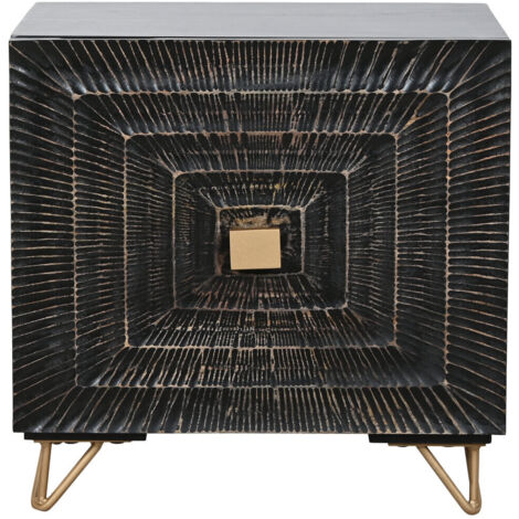 Mesita De Noche Mango Metal 50X40X50 Mandala Negro (1/5)
