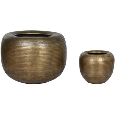 Macetero Set 2 Aluminio 64X64X47 Patinado Dorado (1/3)