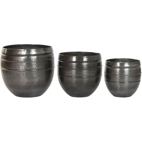 Macetero Set 3 Aluminio 40X40X40,5 Gris Brillante (1/4)