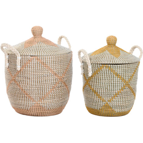 Cesta Set 2 Seagrass Algodon 41X41X57 Coral (1/3)
