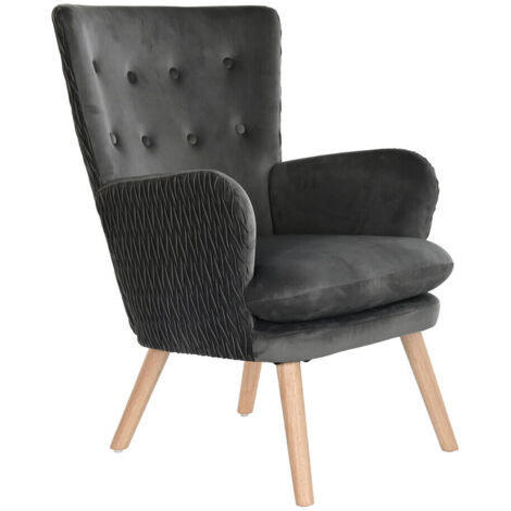 Butaca Poliester Madera 66X67X92 Gris Oscuro (1/5)