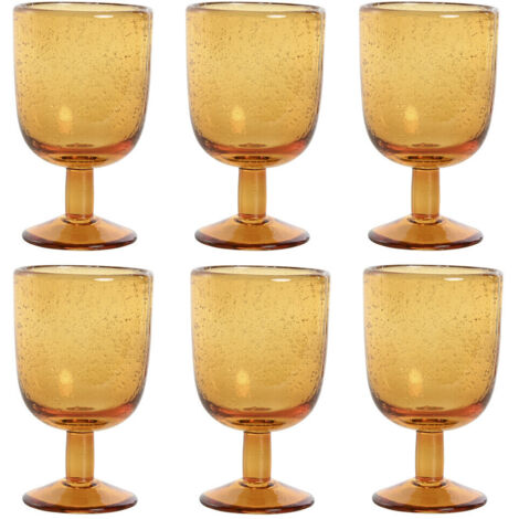 Copa Set 6 Cristal 8X8X14 300Ml Burbujas Ambar (1/4)