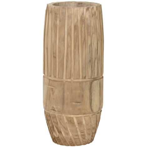 Macetero Madera Paulownia 32X32X69 Tallado Natural (1/5)