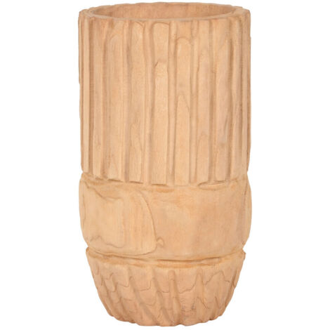 Macetero Madera Paulownia 28X28X50 Tallado Natural (1/5)