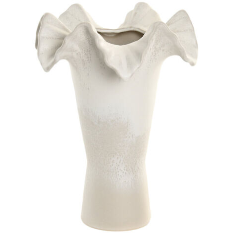 Jarron Ceramica 26X26X33 Ondulado Blanco (1/4)