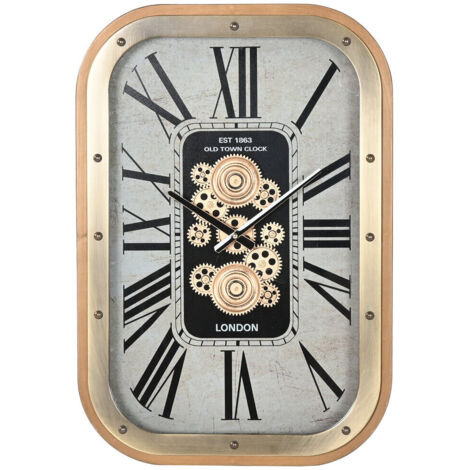 Reloj Pared Hierro Cristal 43X8,5X63 Dorado (1/4)