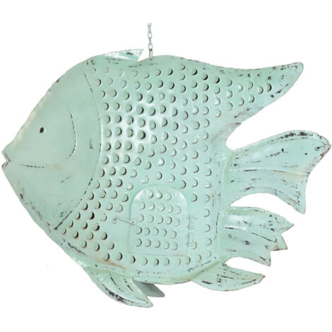 Decoracion Metal 108X16X80 Pez Azul Celeste