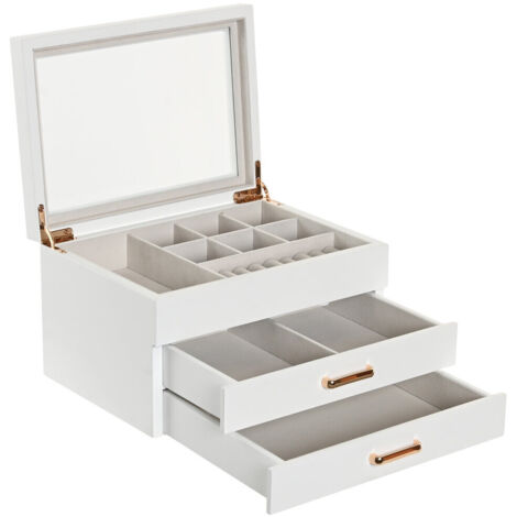 Joyero Madera Cristal 23X17X13 Blanco (1/4)