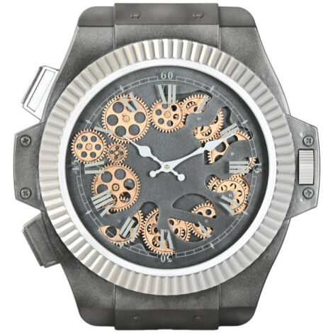 Reloj Pared Hierro 47X6,4X50 Movimiento Plateado (1/4)