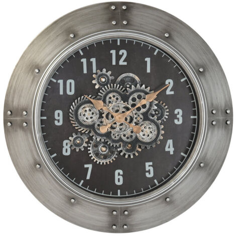Reloj Pared Hierro Cristal 80X9X80 Plateado (1/5)