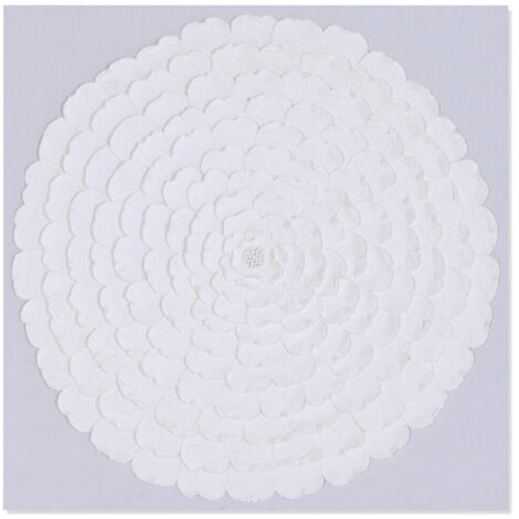 Cuadro Lienzo Papel Mache 120X7X120 Flor 3D Blanco (1/4)