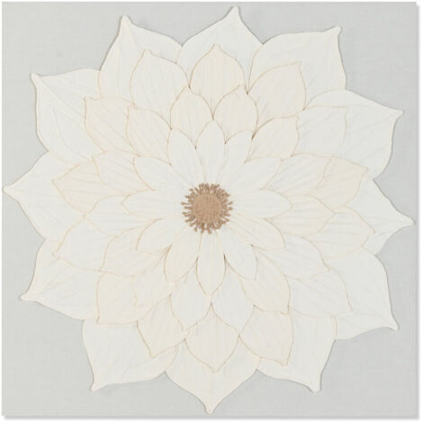Cuadro Lienzo Papel Mache 120X7X120 Flor 3D Blanco (1/4)