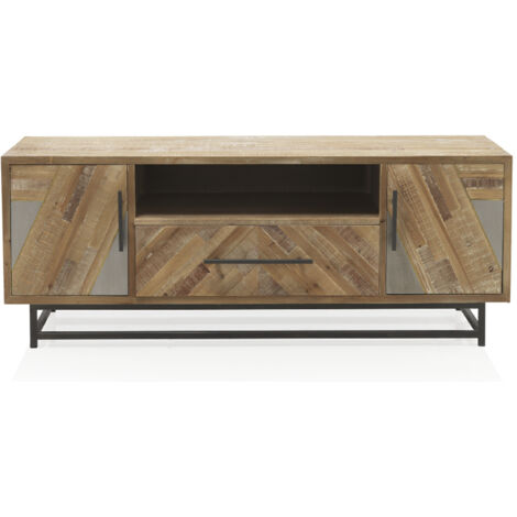 Mueble Tv De Madera De Abeto Con Base De Tubo De Metal (1/3)