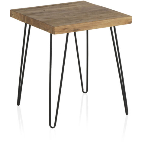 Mesa Auxiliar De Madera De Olmo Viejo Con Patas De Metal (1/3)