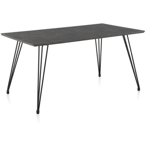 Mesa De Melamina Con Efecto Piedra Y Patas De Metal 160X90 Cm (1/4)