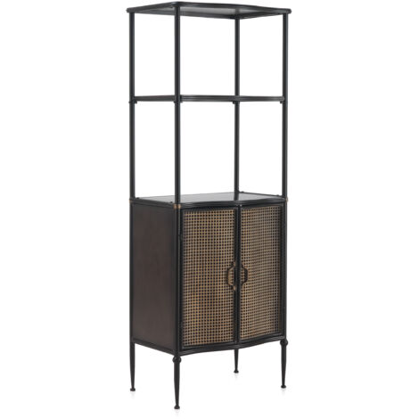 Estanteria 2 Puertas Bronce Con Estructura Metal Negro (1/4)