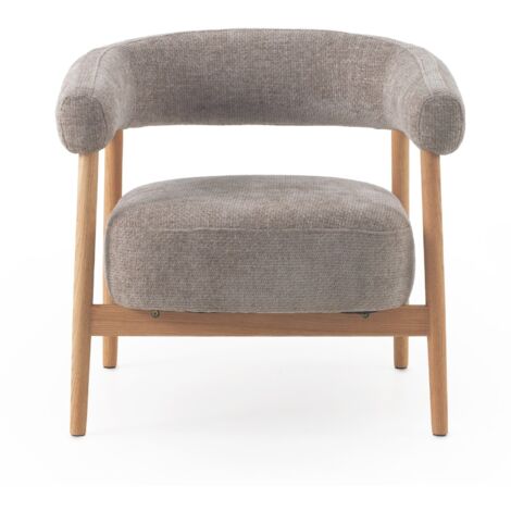 Sillón de madera de roble natural tapizado en topo (1/4)
