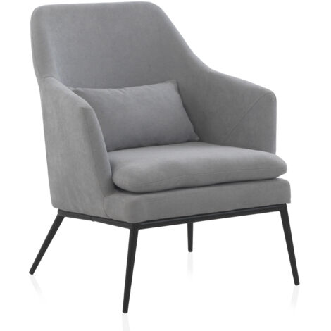 Sillón Tapizado Azul Claro Con Cojín Y Patas De Metal (1/4)