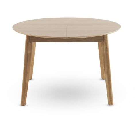 Mesa extensible 120/150 diametro patas madera de hevea con sobre chapado en roble (1/4)