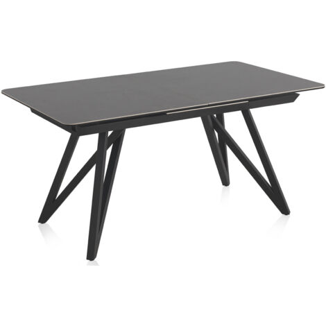 Mesa Extensible Gris Oscuro Tapa De Ceramica Y Patas De Metal 160/210X90 Cm (1/4)