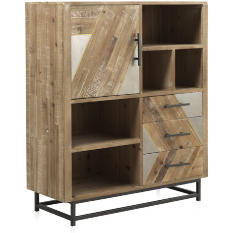 Aparador De Madera De Abeto Con Base De Tubo De Metal (1/3)