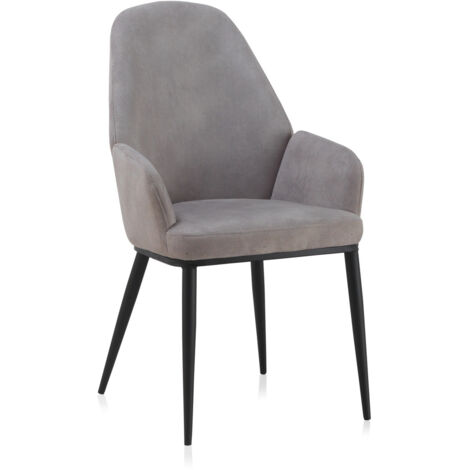 Sillón Tapizado Gris Claro Con Patas De Metal Negro, Lote De 2 Unidades (1/4)
