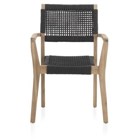 Pack 4 Sillones De Madera De Acacia Y Trenzado En Cuerda Gris Coleccion Piazza (1/4)