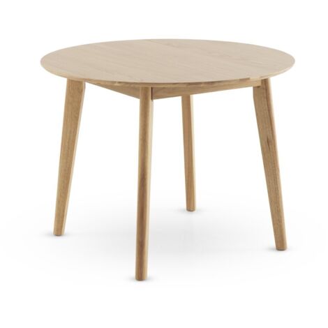 Mesa redonda 100 diametro patas madera de hevea con sobre chapado en roble (1/4)