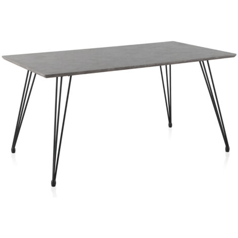 Mesa De Melamina Con Efecto Cemento Y Patas De Metal 160X90 Cm (1/4)