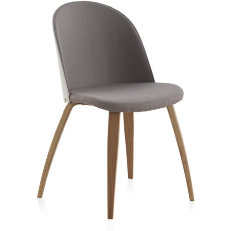 Silla Tapizada De Madera Con Respaldo Chapado En Roble Pack 2 Unidades (1/4)