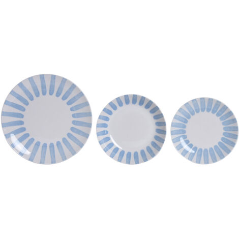 Vajilla Set 18 Porcelana 27X27X2,5 Rayas Azul
