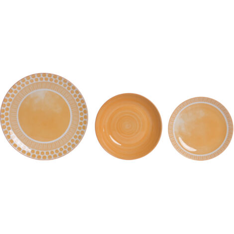Vajilla Set 18 Porcelana 27X27X2,5 Naranja