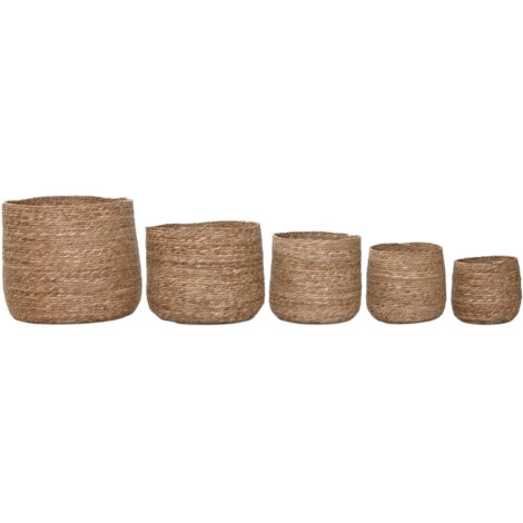 Macetero Set 5 Fibra Trenzada 44X44X45 Natural