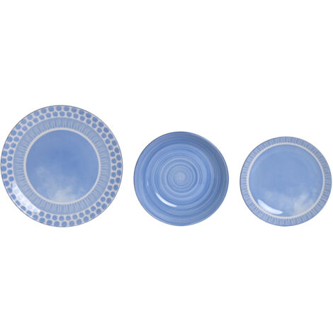 Vajilla Set 18 Porcelana 27X27X2,5 Azul Claro