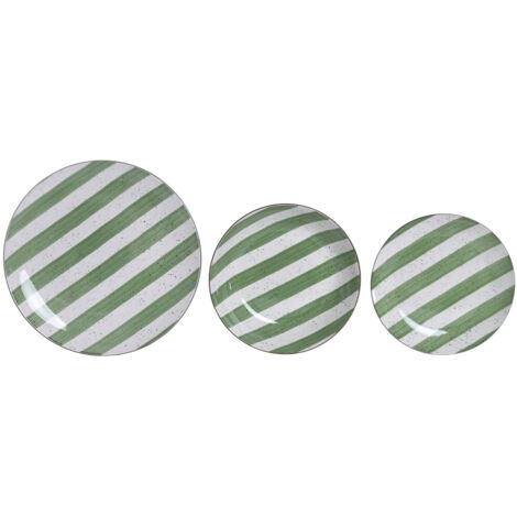 Vajilla Set 18 Porcelana 27X27X2,5 Rayas Verde